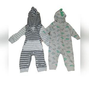 Set of 2 Boy's 6 Months Hooded Jumpsuits